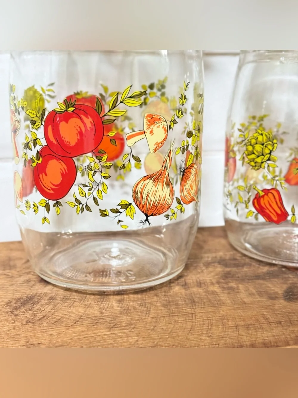 ARC France Vintage Spice Of Life Mushroom Glass Canister Jar Set Of 3 1970s MCM